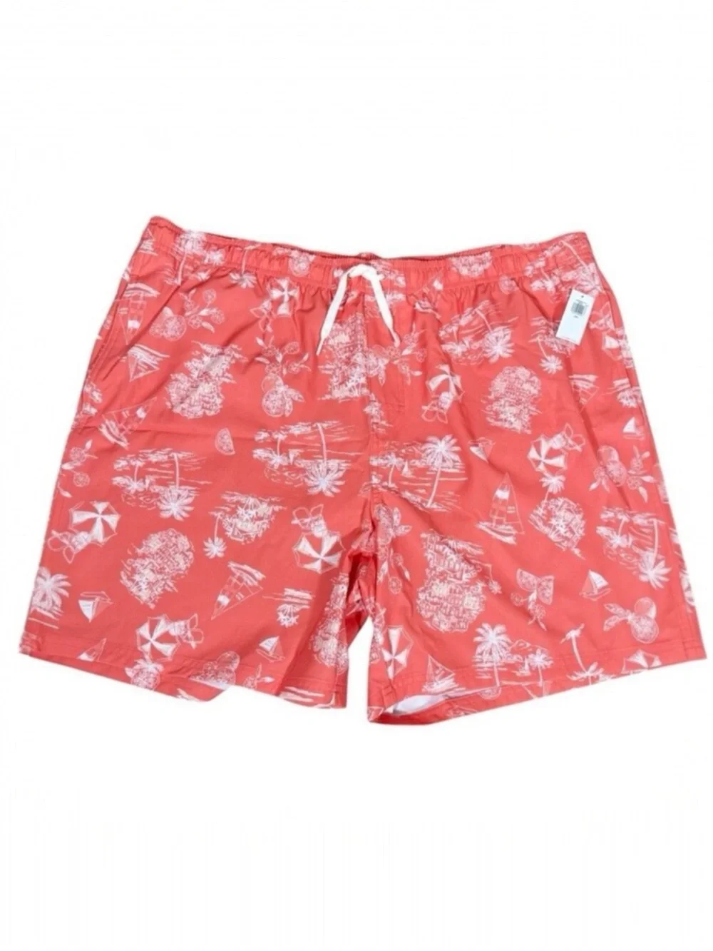 Old Navy Men’s Orange‎ Printed  6” Tropical Beach Swim Trunks Size XXL